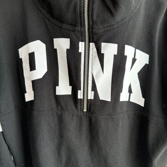 Victoria's Secret Pink Black & Palm Leaf Quarter Zip Sweatshirt - Picture 5 of 5